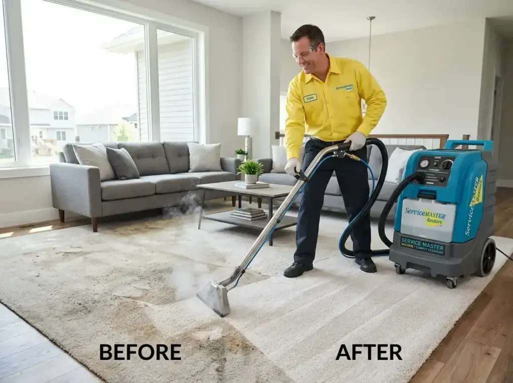 Smoke and soot cleanup after a house fire by ServiceMaster Restoration Services