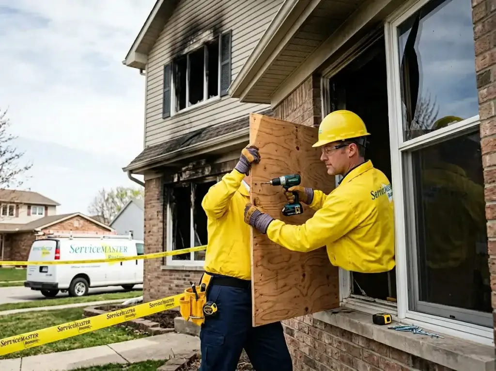 Fire and smoke damage cleanup by ServiceMaster Restoration Services in Lisle, IL