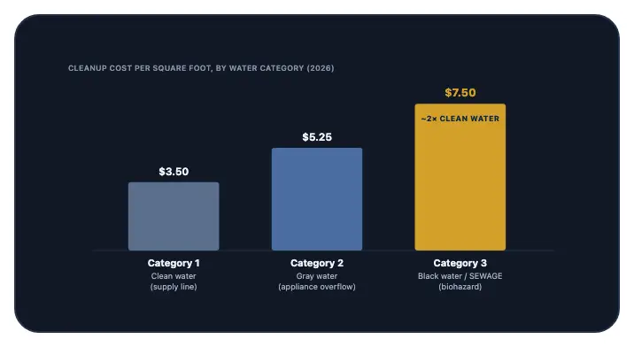 Sewage Backup Cleanup: Health Hazards, Cost, and the Right Way to Handle Category 3 Water — data chart
