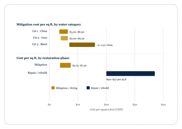 Water Damage Restoration Cost in DuPage County (2026): What Naperville & Lisle Homeowners Actually Pay — data chart
